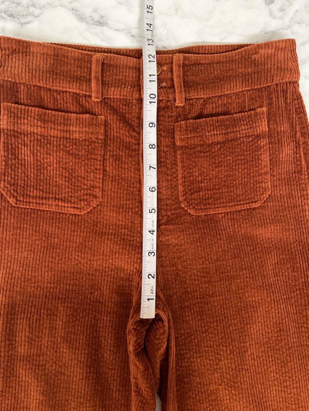 Faherty Phoebe Corduroy Flare Pants High Rise Front Patch Pocket Trousers 27 - Picture 9 of 14